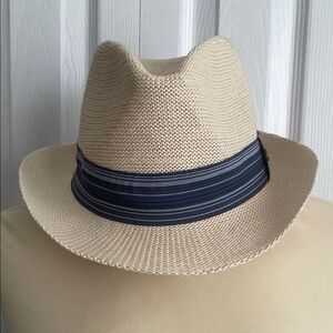 Barbour Cream Hat with Striped Detail